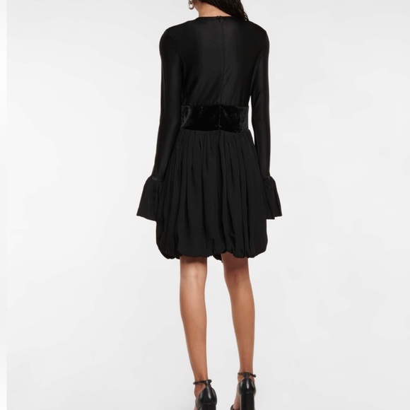 RABANNE Paneled Bubble Mini Dress | Round Neck, Long Sleeve - Black $2,040 MSRP - Picture 3 of 7